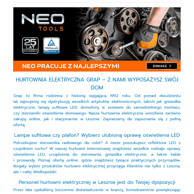 Hurtownia elektryczna wielkopolska w Lesznie